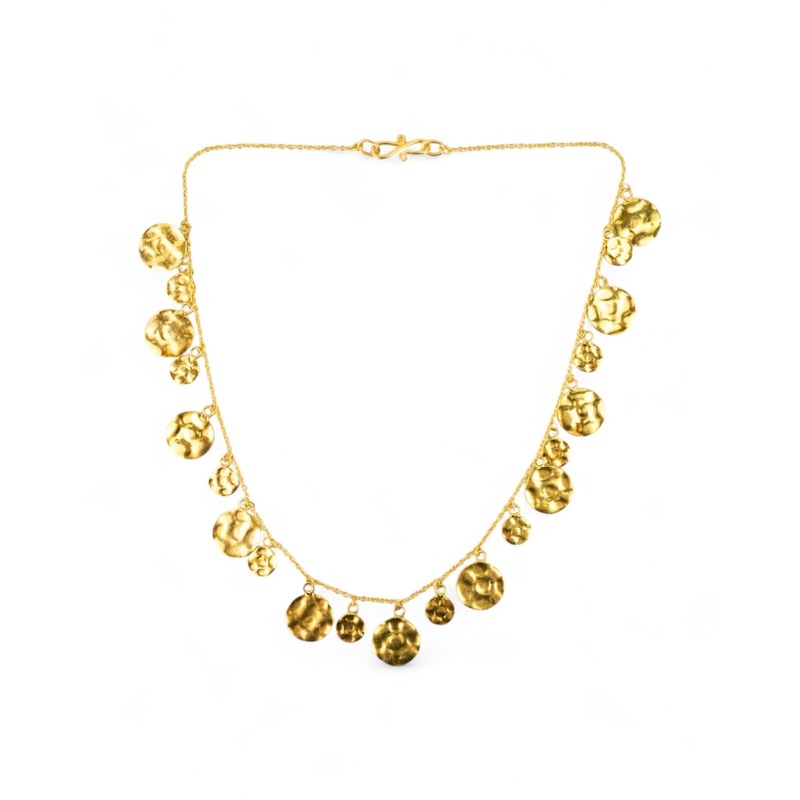 Marwar Hammered Round Yellow Gold Necklace