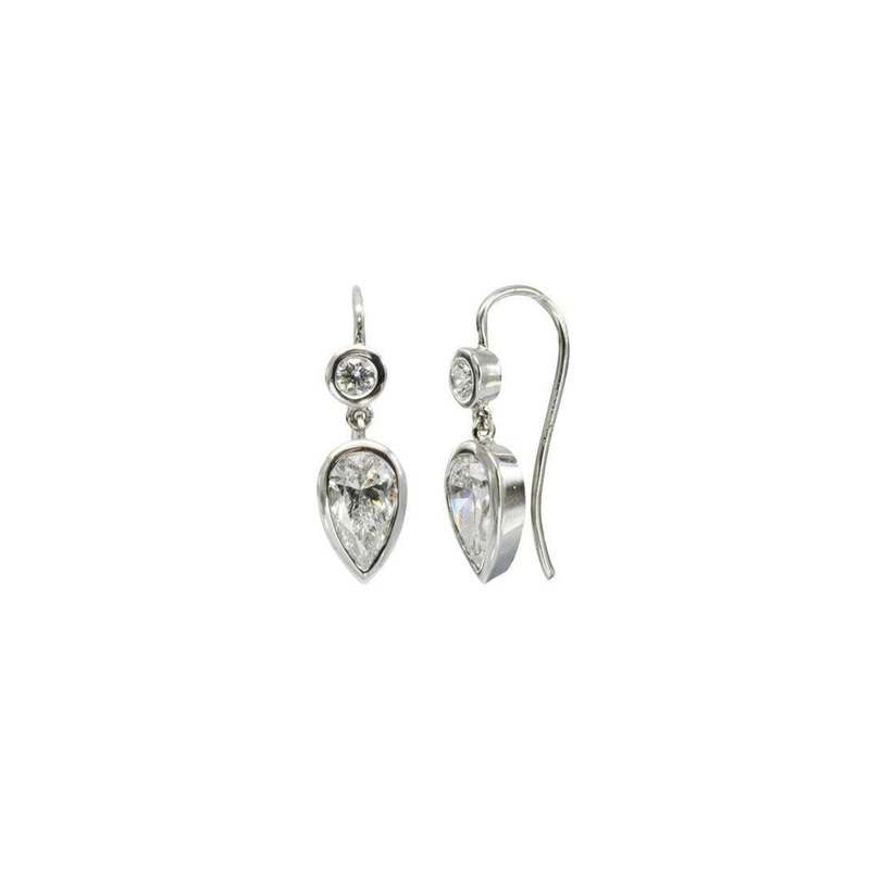 Pear Drop Platinum and Diamond Drop Earrings