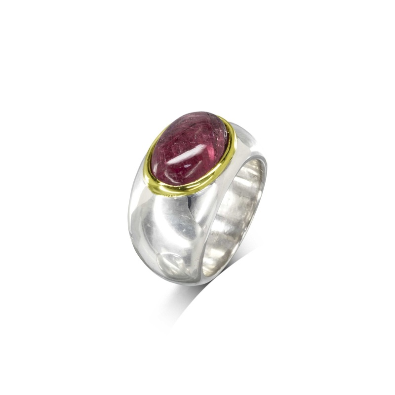 Pink Tourmaline Cabochon Dress Ring