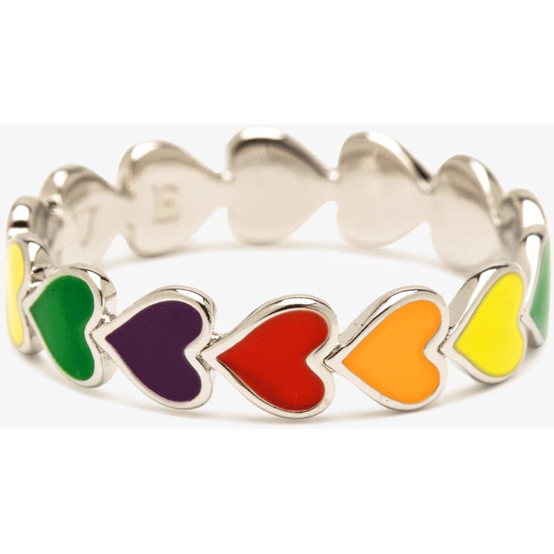 Rainbow Heart Band Ring