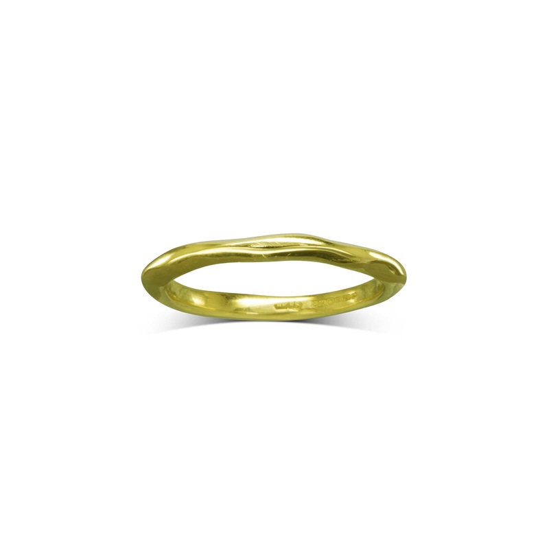 Side Hammered Yellow Gold Wedding Ring (2mm)