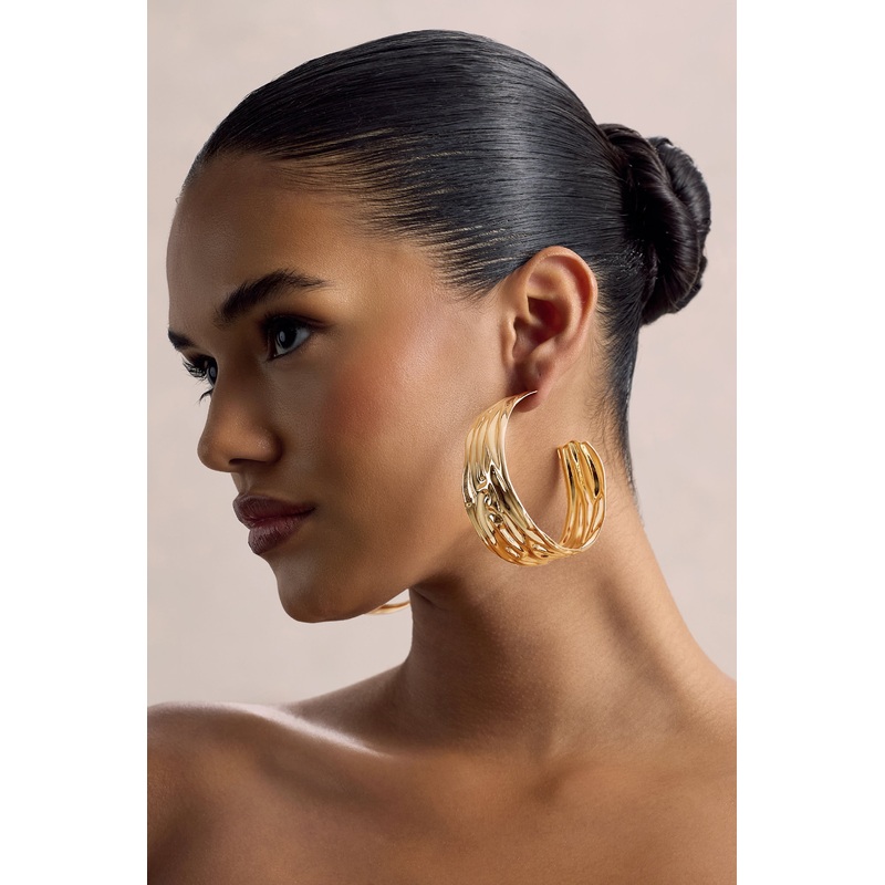 Thala | Gold Textured Hoop Earrings