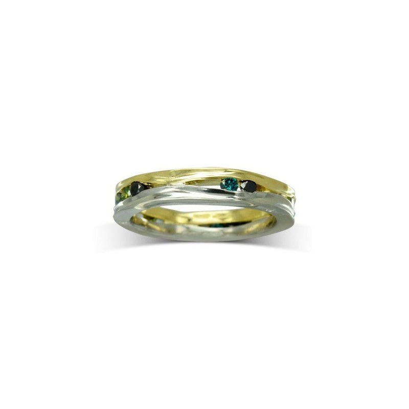 Trap Two Tone Green Diamond Ring
