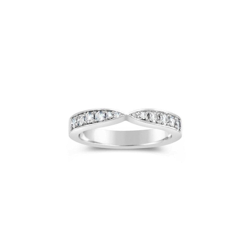 Twist Pav Set Diamond Platinum Ring – 3mm