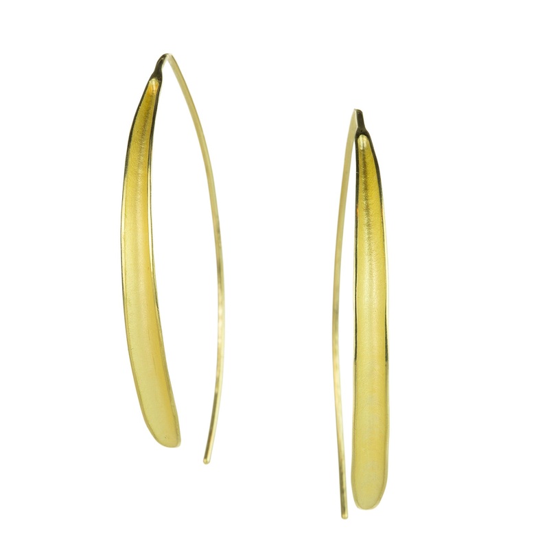 18k Yellow Gold Single Olive Leaf Earrings