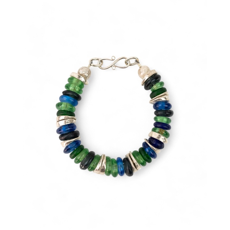 African Recycled Blue Glass Bead Bracelet
