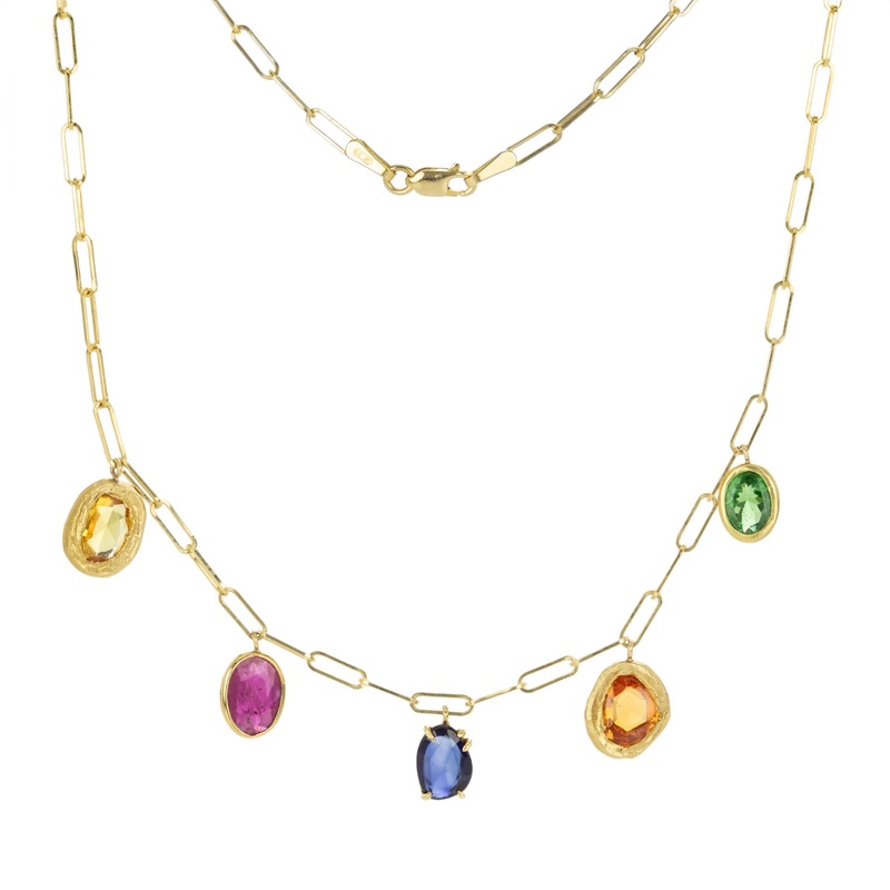 Five Rainbow Sapphire Necklace