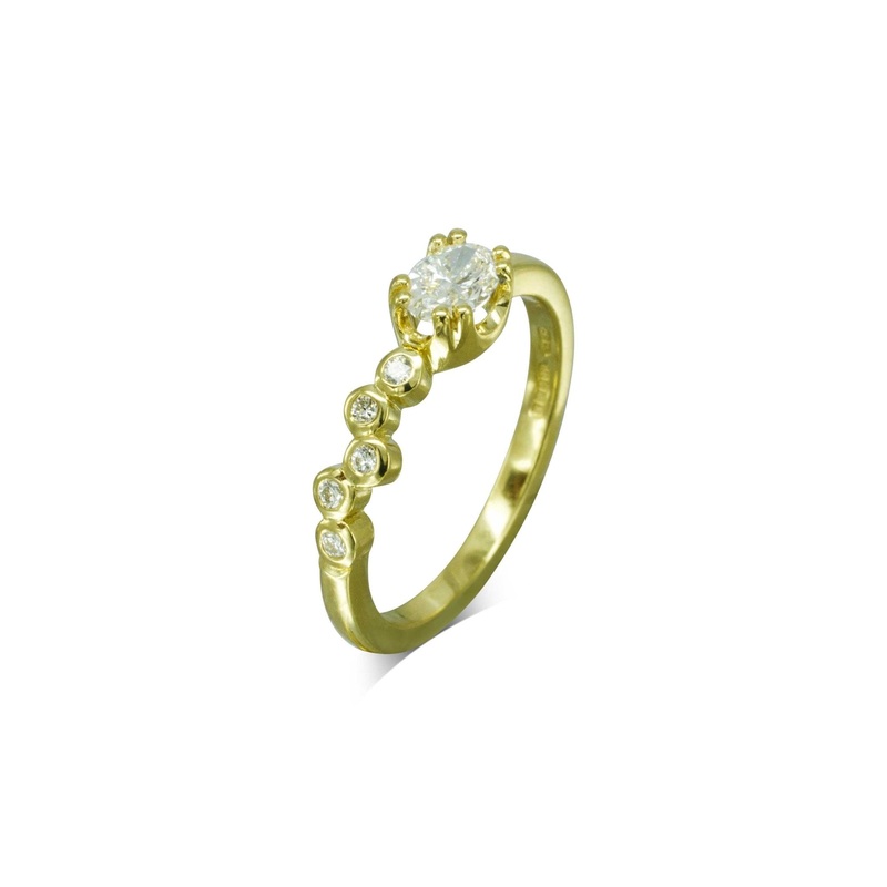 Oval Diamond Offset Bubbles Ring