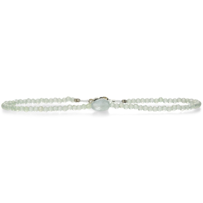 Prehnite and Aquamarine Beaded Bracelet