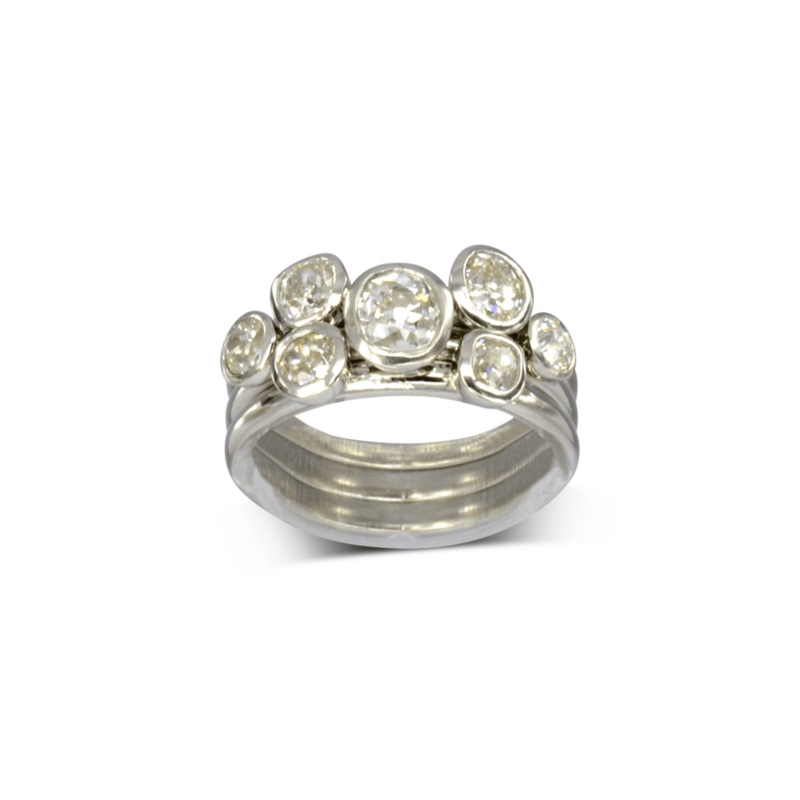 Rose Cut Diamond Stacking Ring Set
