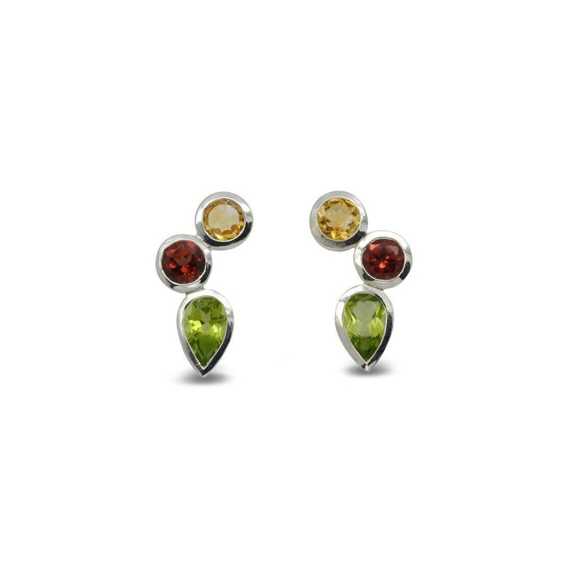 Rubover Citrine, Garnet and Peridot Earrings