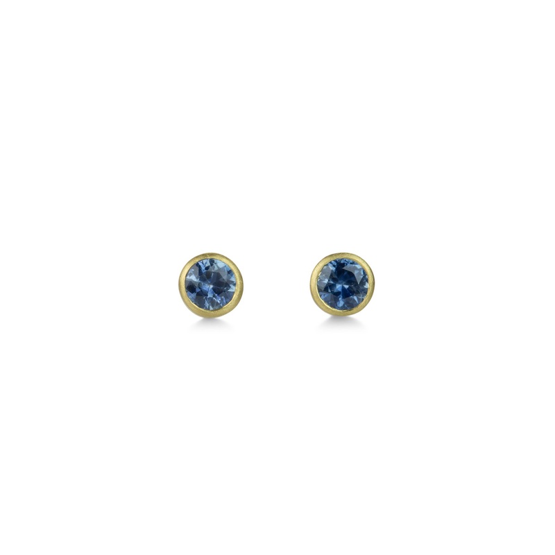 Teeny Denim Blue Montana Sapphire Studs