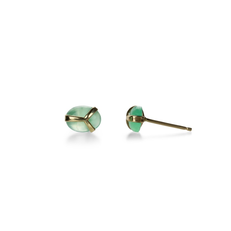 Chrysoprase Lucky Scarab Stud Earrings