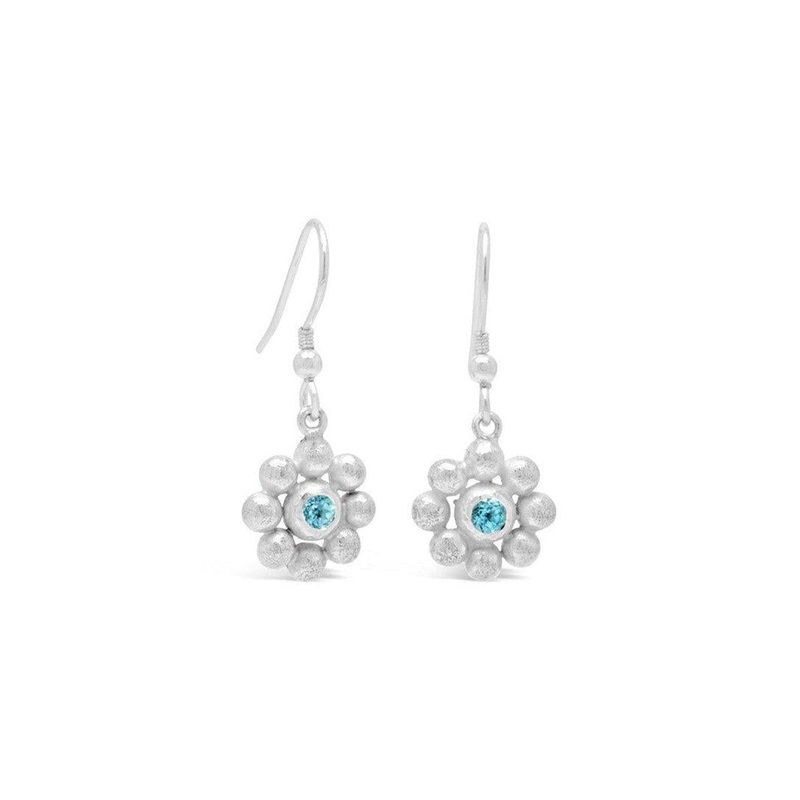 Flower Gemstone Drop Earrings