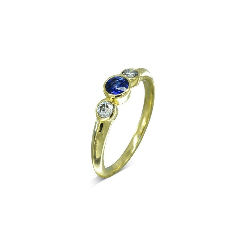Trilogy Sapphire Gold Engagement Ring