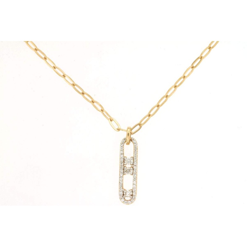 14K PAPERCLIP DIAMOND NECKLACE