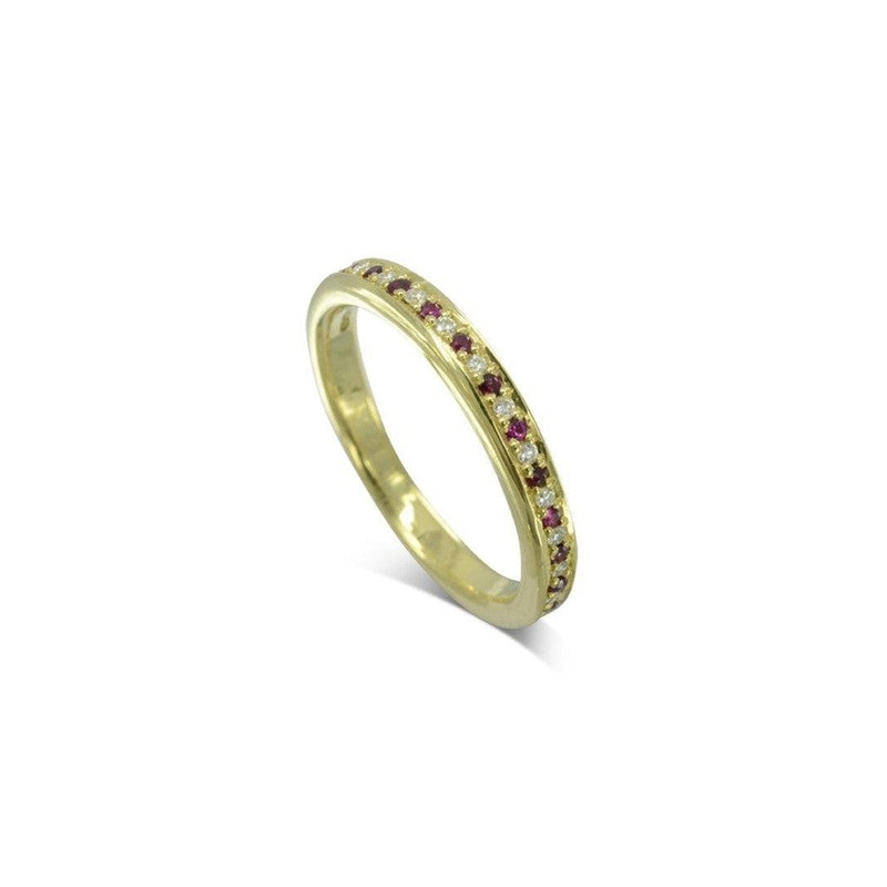 Alternating Ruby Diamond Slim Eternity Ring