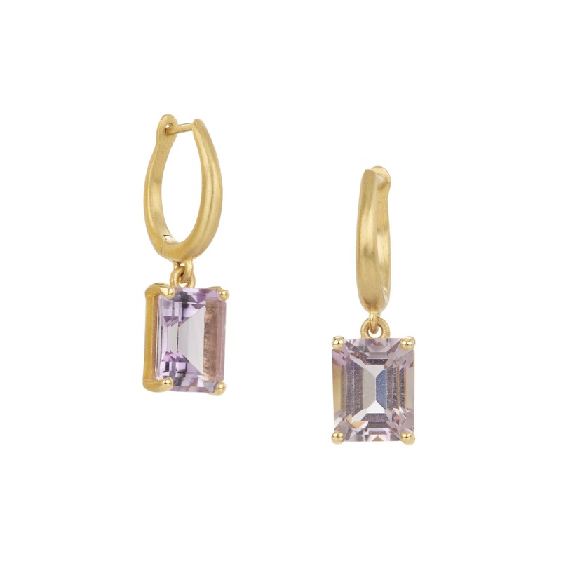 Amethyst Candy Charm Hoop Earrings