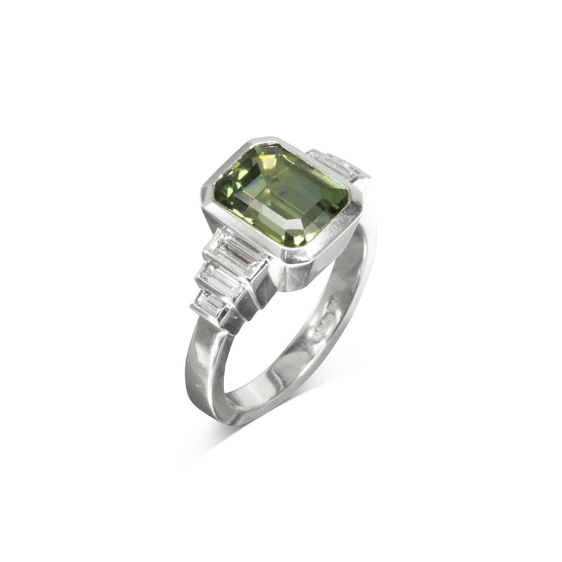 Art Deco Green Tourmaline Ring