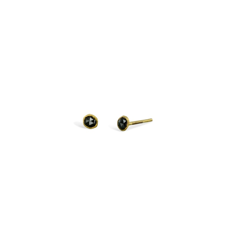 Black Spinel 18ct Gold Stud Earrings