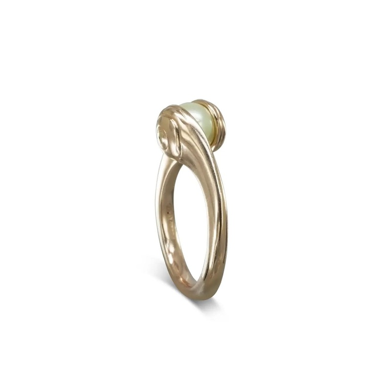 Suspended Akoya Pearl Rose Gold Ring