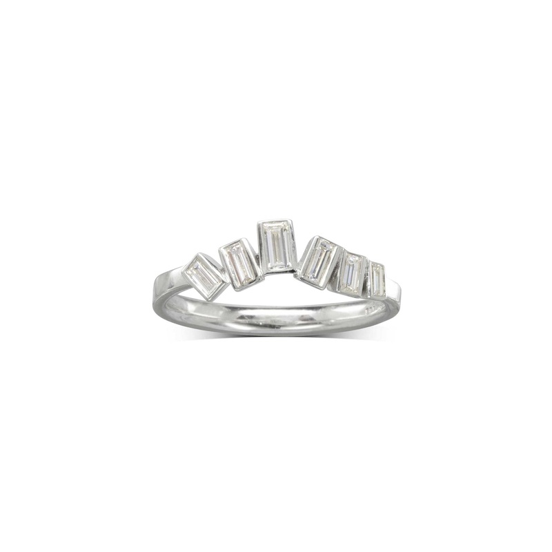 Wave Baguette Diamond Half Eternity Ring