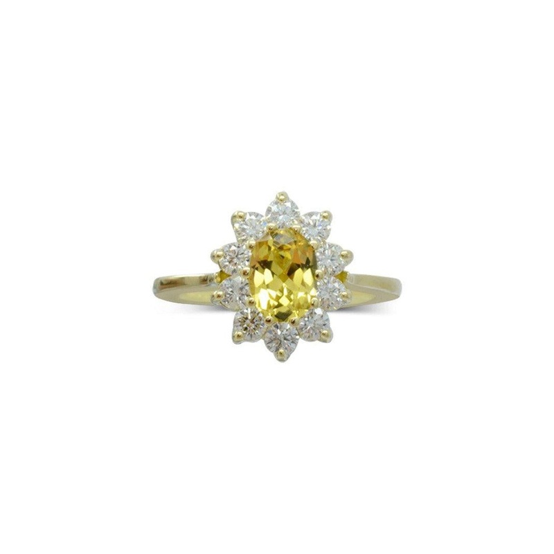 Yellow Sapphire Diamond Vintage Cluster Ring