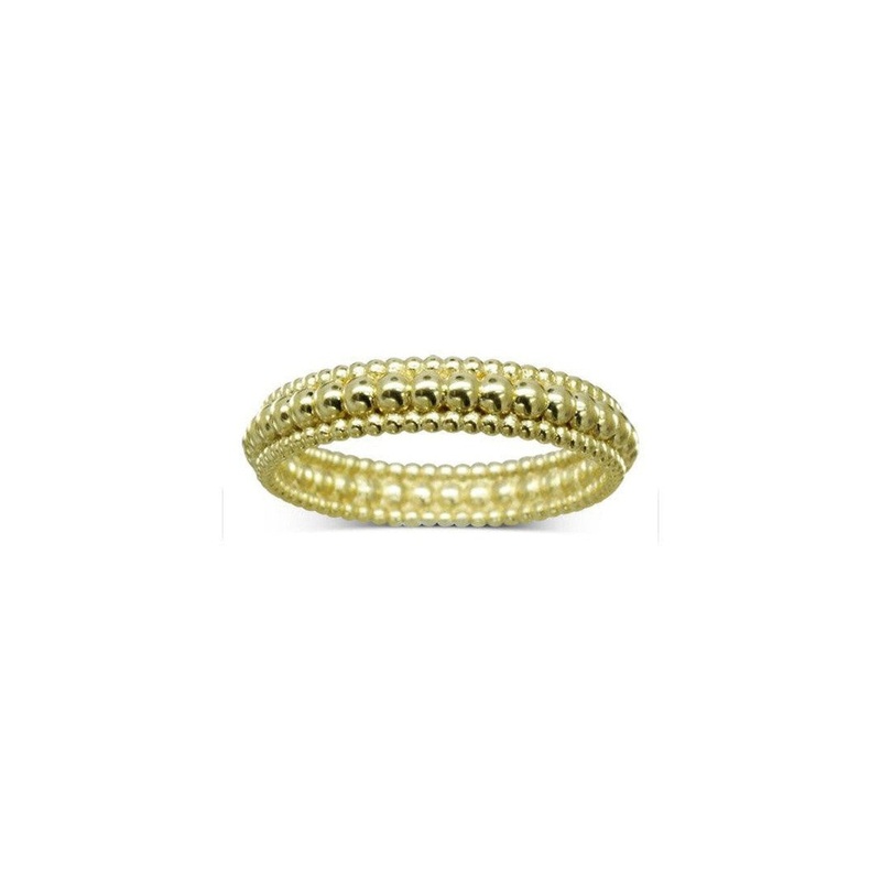 Beaded Three Row Yellow Gold Ring
