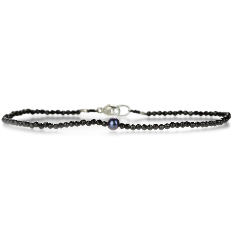 Black Spinel and Dark Gray Pearl Beaded Bracelet
