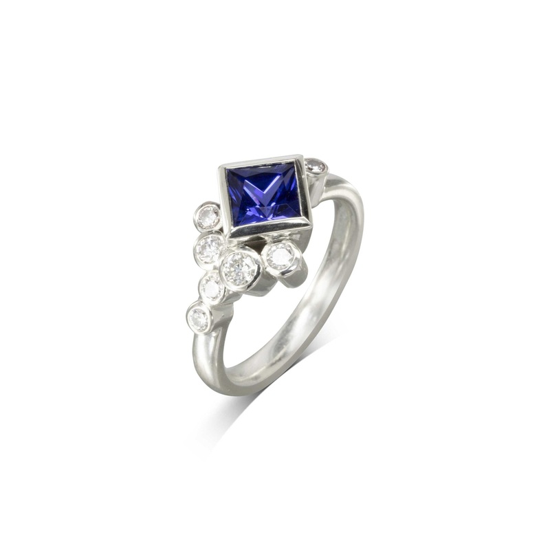 Bubbles Tanzanite and Unusual Diamond Ring