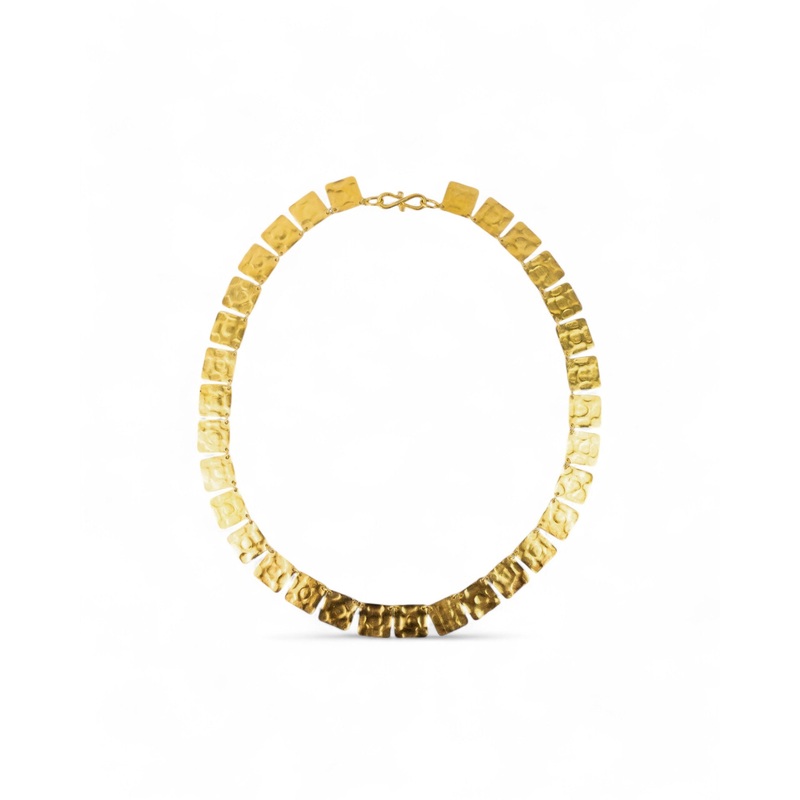 Marwar Hammered Square Yellow Gold Necklace