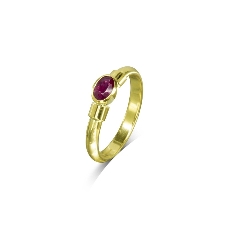 Oval Ruby Solitaire Gold Ring