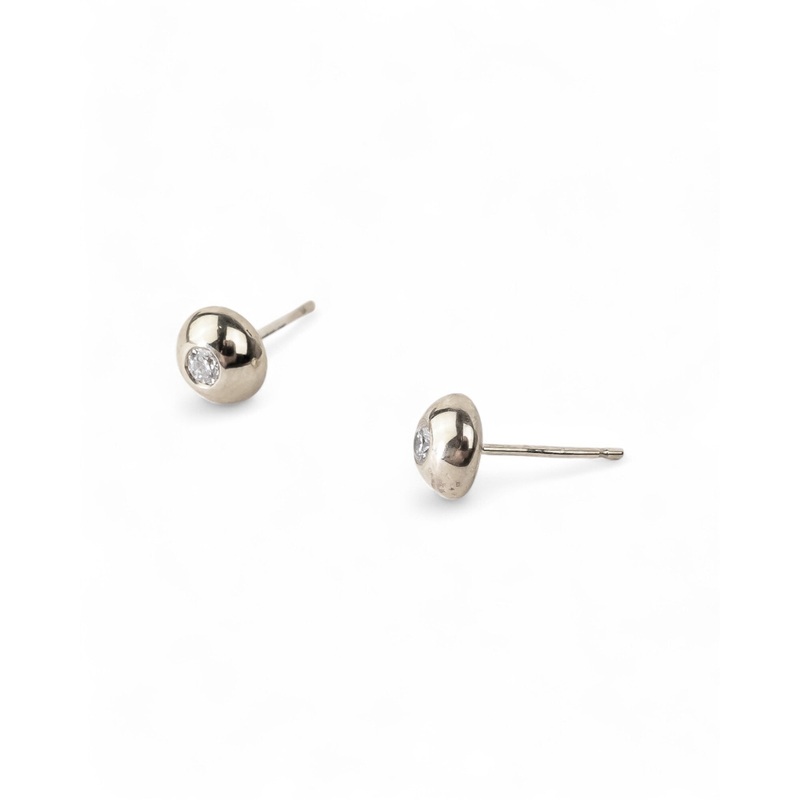 Pebble White Gold Diamond Stud Earrings