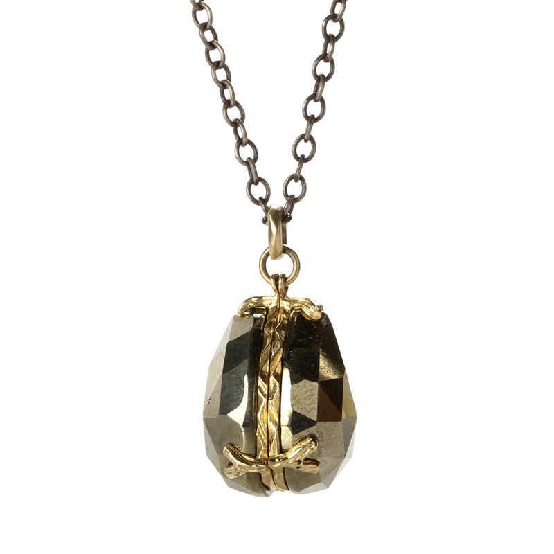Pyrite Locket Pendant Necklace