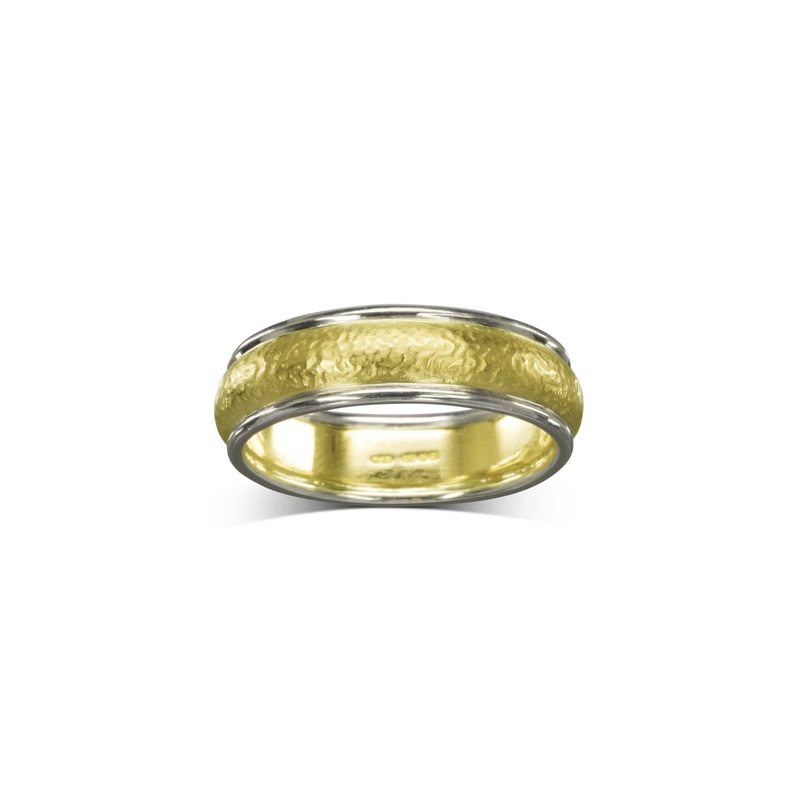 Two Colour Matte Gold Wedding Band