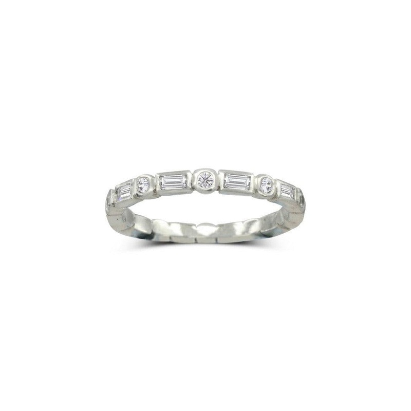 Dainty Alternating Baguette and Round Diamond Eternity Ring