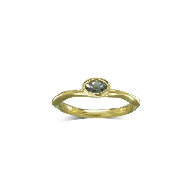 Dainty Green Sapphire Engagement Ring