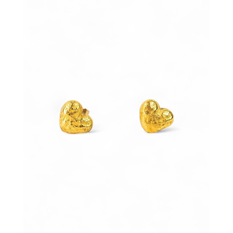 Nugget Gold Heart Stud Earrings