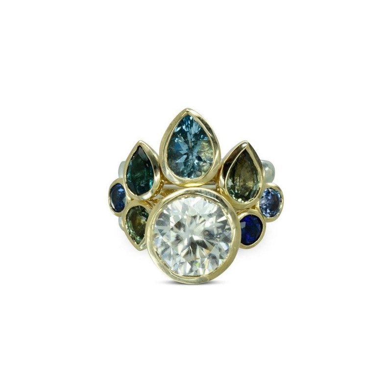 Peacock Blue Hues Sapphire Stacking Ring Set