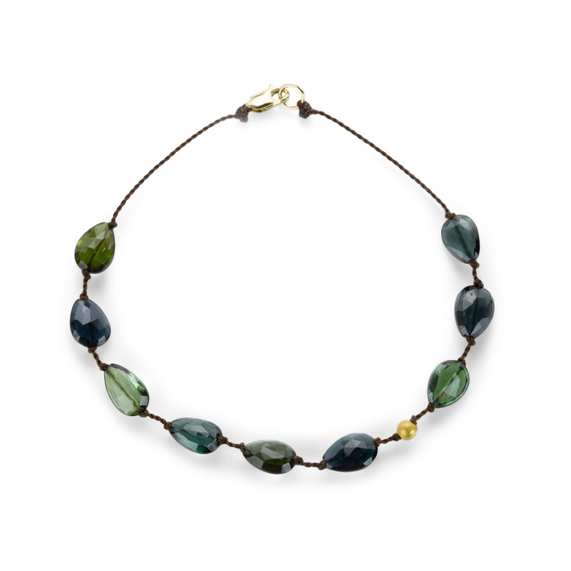 Pear Shaped Green Tourmaline Beaded Bracelet