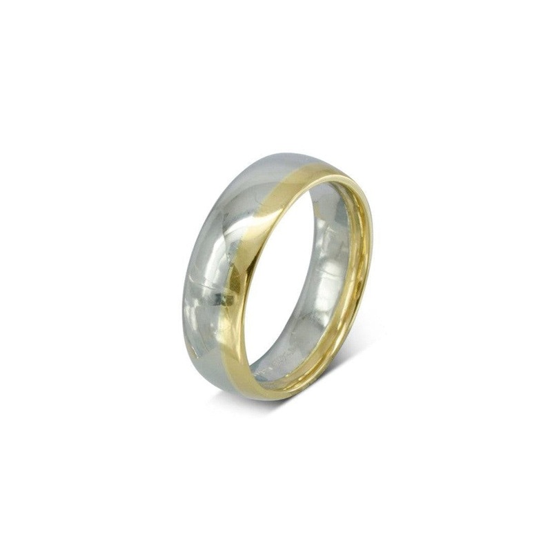 Two Tone Gold Court Shaped Wedding Band