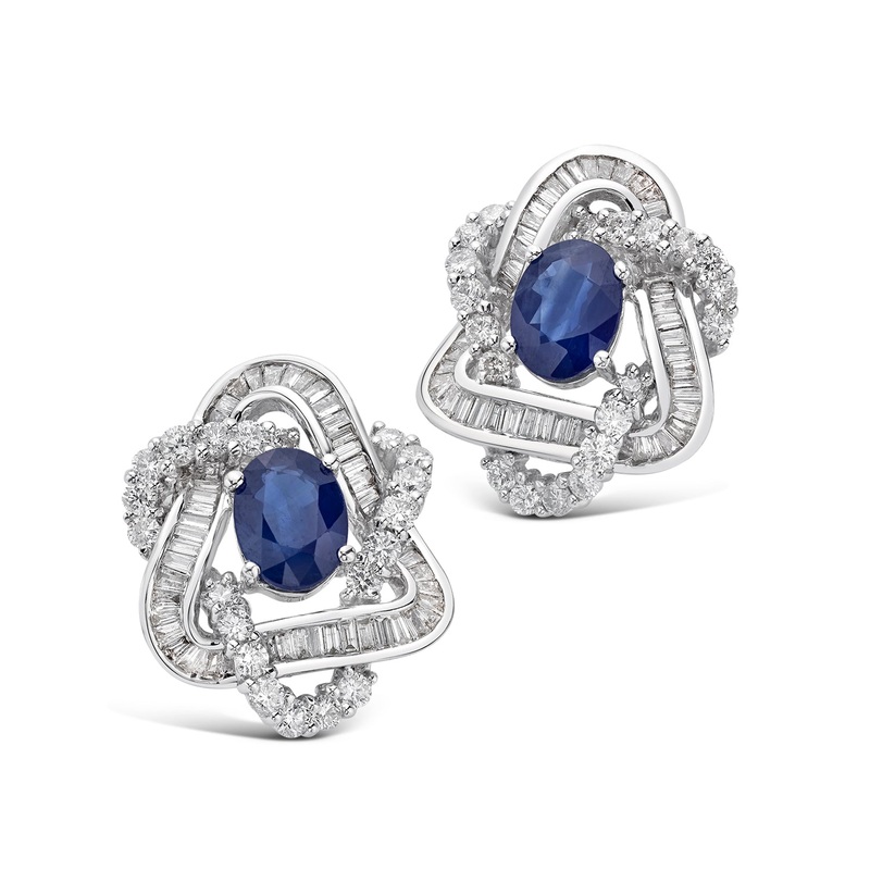 18K Sapphire and Diamond Earrings