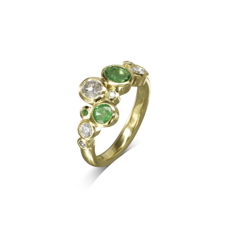 Bubbles Emerald and Diamond Ring