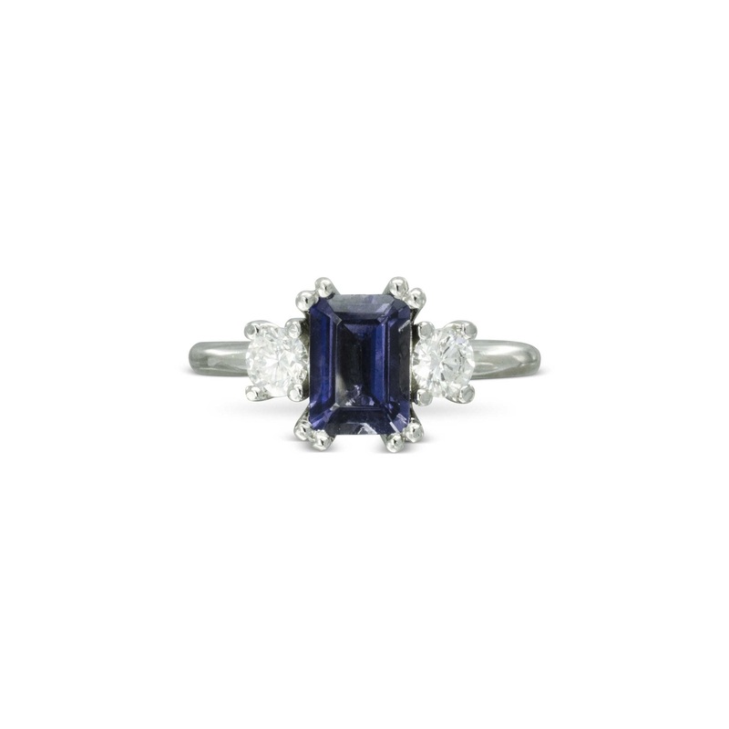 Dainty Diamond and Sapphire Engagement Ring