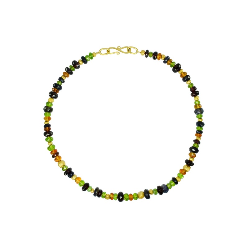 Gold Nugget Tutti-Frutti Gemstone Necklace