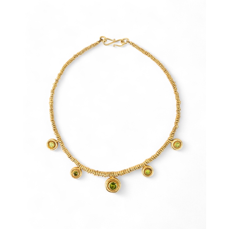 Hammered Peridot Heart Necklace