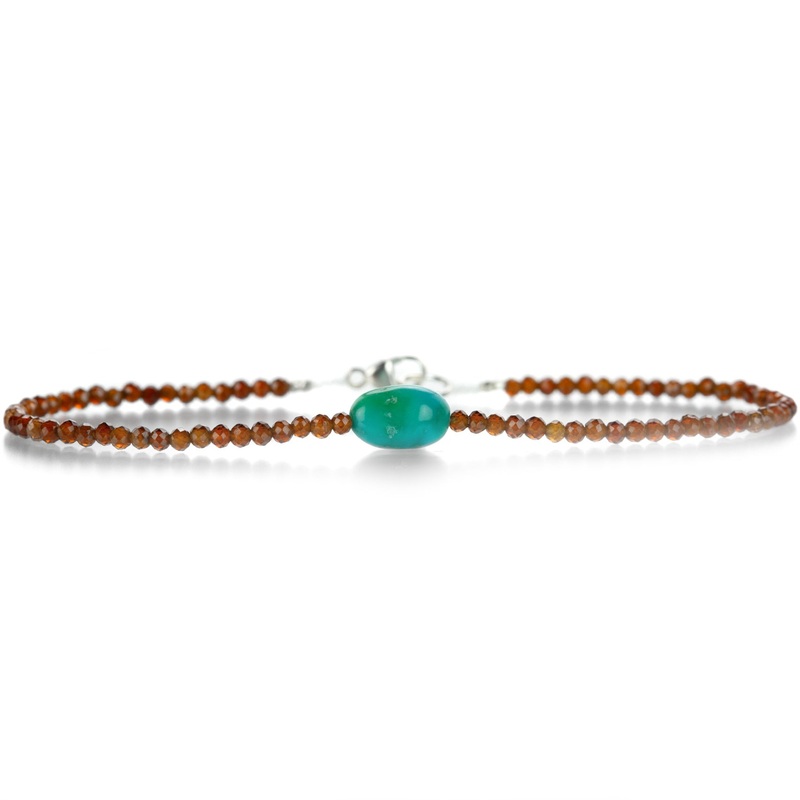 Hessonite Garnet and Turquoise Beaded Bracelet