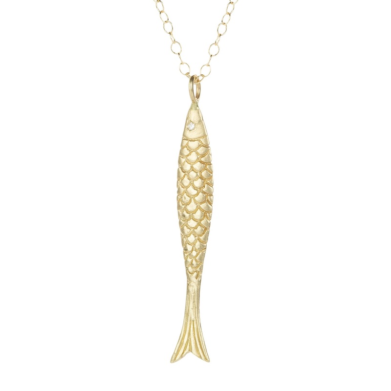 Long Fish Pendant Necklace