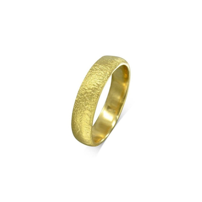 Textured Court Yellow Gold Wedding Band (5mm)