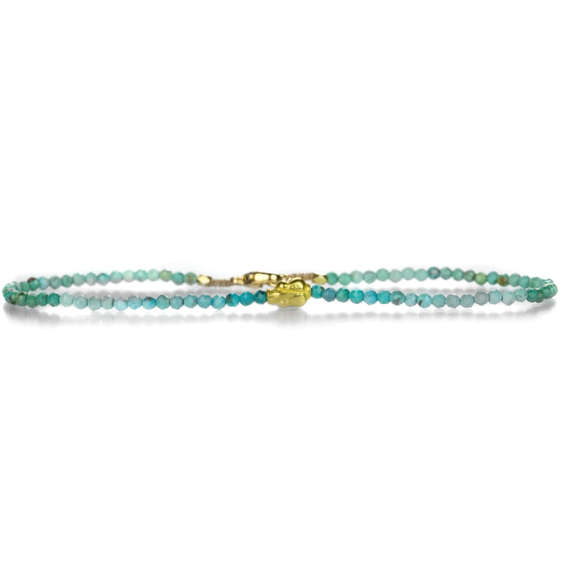 18k and Sleeping Beauty Turquoise Beaded Bracelet